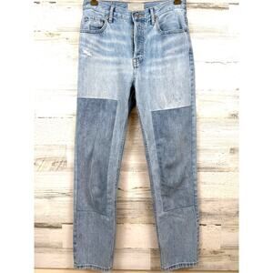 Everlane The '90s Cheeky Jeans Womens 26 Patchwork Distressed Organic Cotton